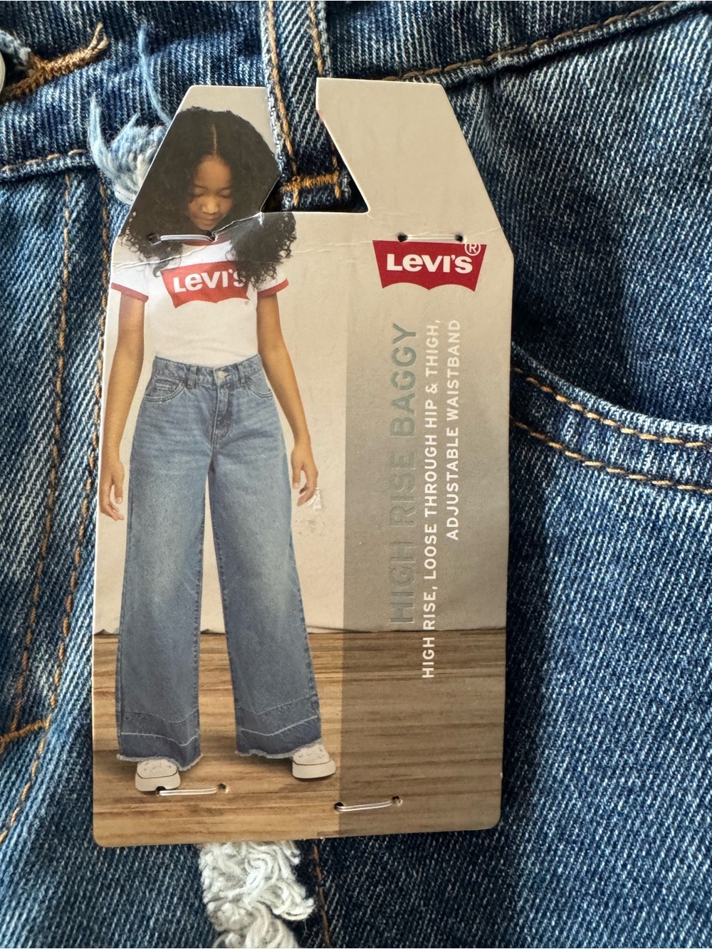 Levi’s Girls High Rise Baggy Denim Jeans NWT Adjustable Waist Size 12 Regular - Picture 3 of 5
